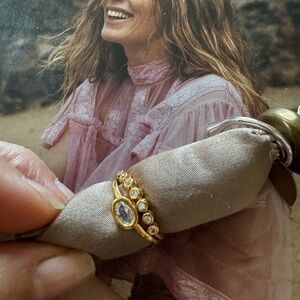 Anthropologie Gold and Silver Ring Set with Intricate Design